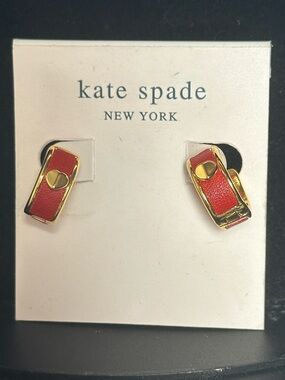 Kate Spade New York Red Heart Gold-Tone Huggie Hoop Earrings
